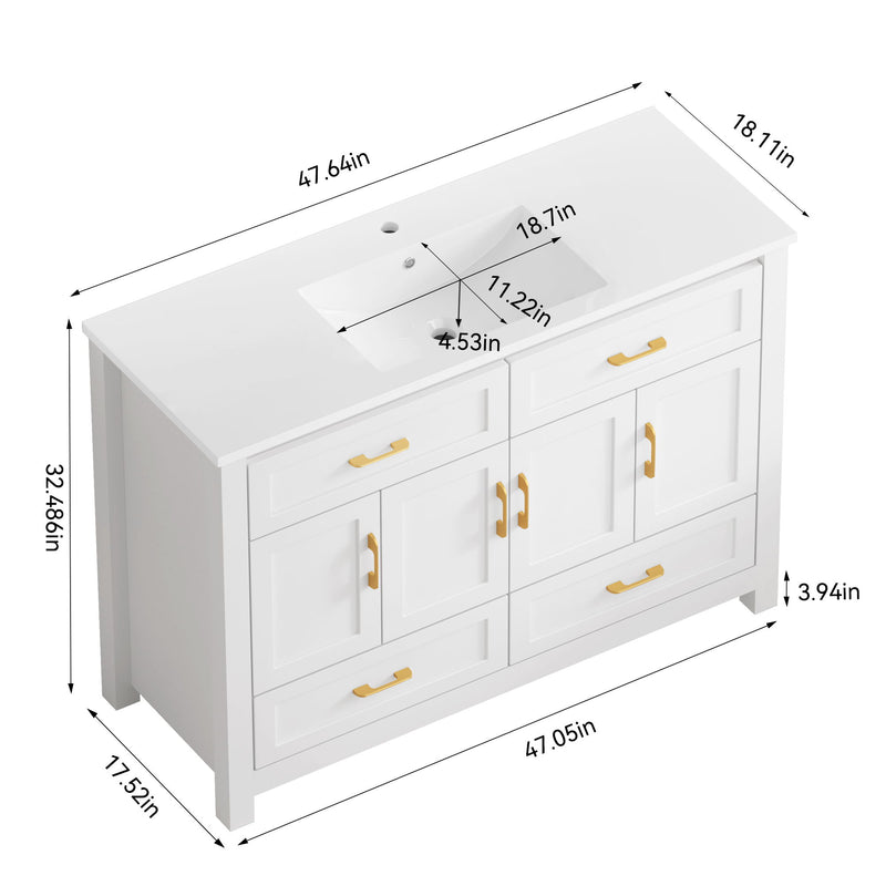 Bathroom Vanity With Sink Combo, 4 Soft Close Doors And 4 Drawers