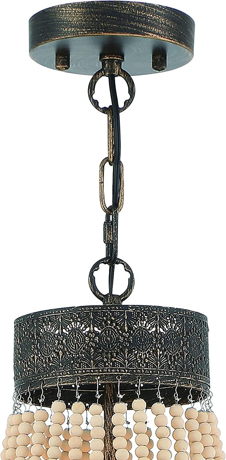 17" Candle Style Five Light Metal Dimmable Chandelier - Black / Gold