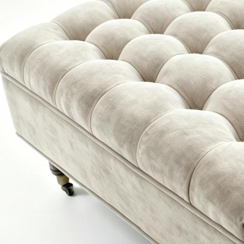 Rolling Chenille Tufted Ottoman With Storage - Gray And Black