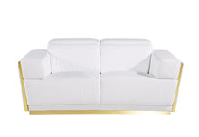 Load image into Gallery viewer, Italian Leather, Loveseat - White / Silver
