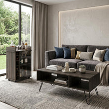 Load image into Gallery viewer, Set of Two Espresso and Black Wood and Metal Furniture Set
