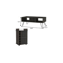 Load image into Gallery viewer, Set of Two Espresso and Black Wood and Metal Furniture Set
