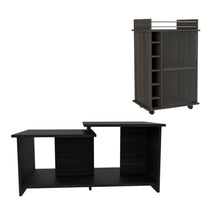 Load image into Gallery viewer, Set of Two Espresso and Black Wood Floor Shelf Furniture Set
