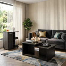 Load image into Gallery viewer, Set of Two Espresso and Black Wood Floor Shelf Furniture Set
