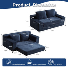 Load image into Gallery viewer, Loveseat Sofa, Comfortable Deep Seat Sofa Bed, Modern Small Corduroy Couch For Living Room Bedroom,Reversible Cushion With Pillows,No Assembly Required, Dark Blue
