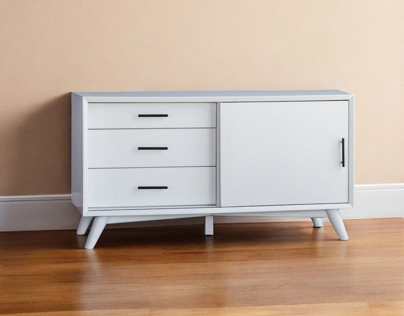 Mahogany Solids & Okoume Veneer Cabinet_Enclosed Storage TV Stand - White