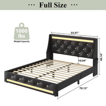 Load image into Gallery viewer, Wingback Upholstered Bed Frame With LED Lights, Charging Station
