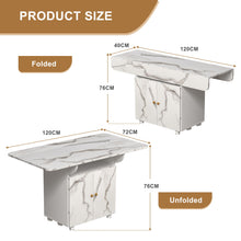 Load image into Gallery viewer, Versatile Marble Folding Dining Table With Storage Rack And Cabinet, 6 Wheels - White
