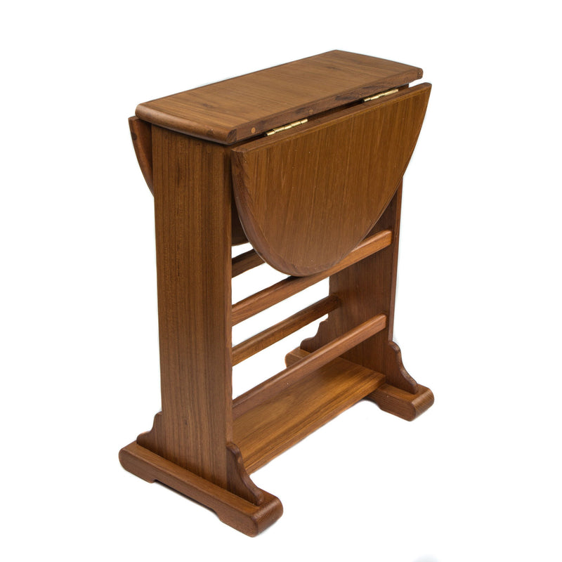 Solid Wood Oval Drop Leaf End Table - Brown