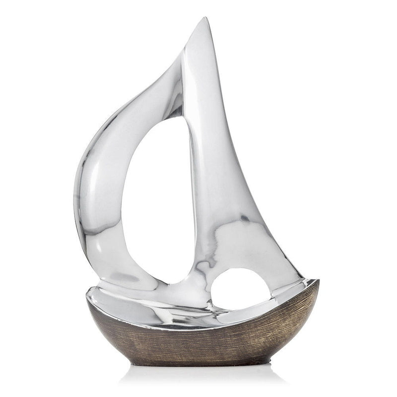 Buffed Sailboat Tabletop Sculpture - Brown / Silver