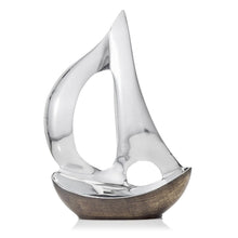 Load image into Gallery viewer, Buffed Sailboat Tabletop Sculpture - Brown / Silver
