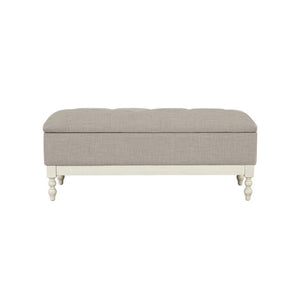 Tufted Storage Bench With Soft Close Lid - Light Gray / Cream