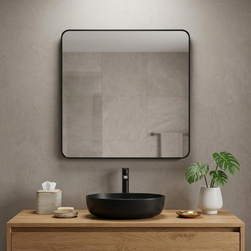 Aluminum Square Framed Bathroom Vanity Mirror (756086) - Black