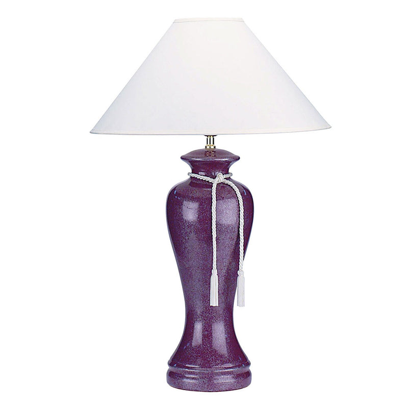 Glaze Ceramic Urn Table Lamp With White Classic Empire Shade - Red Burgundy