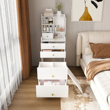 Load image into Gallery viewer, 3 In 1 Dressing Table With LED Mirror &amp; Storage Stool, Compact Makeup Vanity - White
