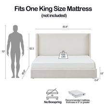 Load image into Gallery viewer, Carmen - King Size Upholstered Wingback Bed - Ivory
