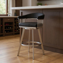 Load image into Gallery viewer, 29" Iron Swivel Backless Bar Height Bar Chair - Black And Silver

