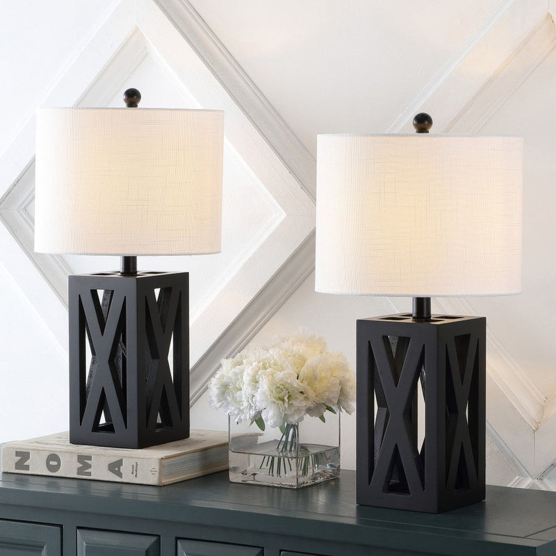 Table Lamps LED With Drum Shades (Set of 2) - Black