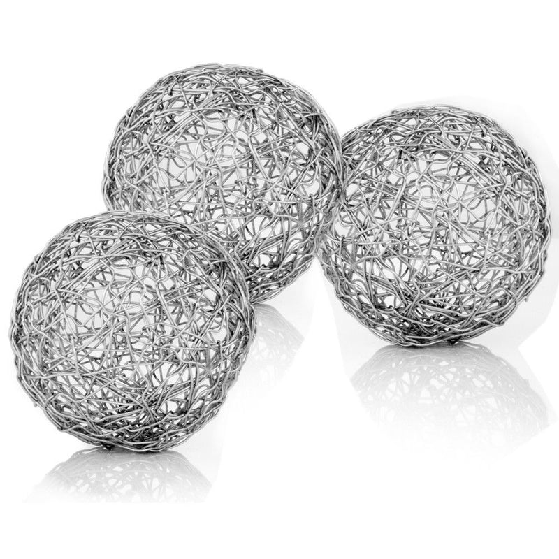 Decorative Orb Tabletop Sculptures (Set of 3) - Nickel