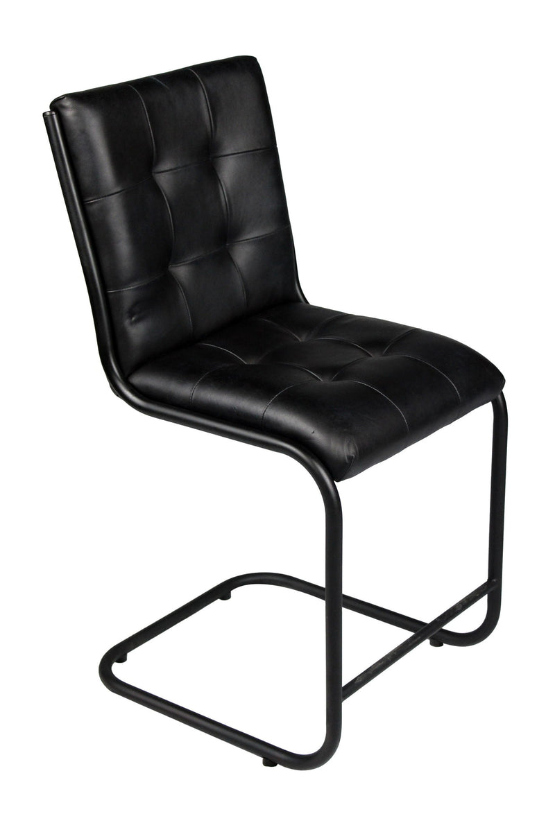 Tufted Upholstered Leather Dining Side Chair - Black