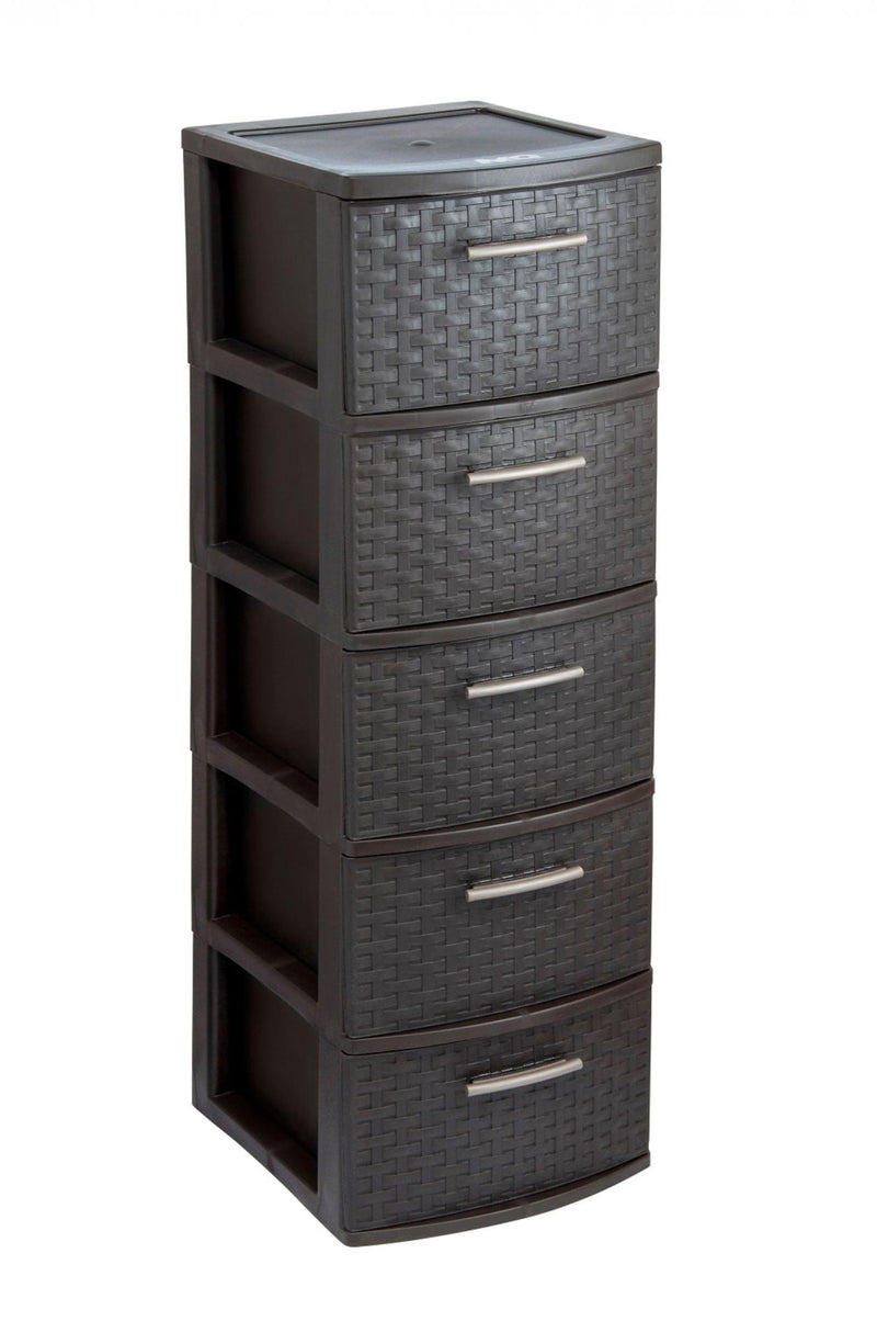 Plastic Square Accent Cabinet With Five Drawers - Espresso