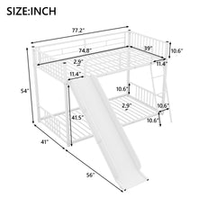 Load image into Gallery viewer, Metal Bunk Bed with Slide, Twin over Twin, White
