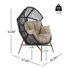 Load image into Gallery viewer, Cori - Outdoor Patio Egg Chair, With Cushion - Black / Khaki
