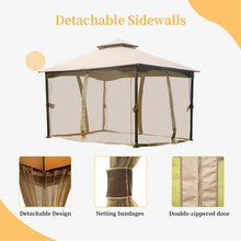 Load image into Gallery viewer, 10&#39;x13&#39; Gazebo, Outdoor Gazebo with Mosquito Netting, Metal Frame Double Roof Soft Top Patio Gazebo Canopy Tent for Deck Backyard Garden Lawns (Khaki)
