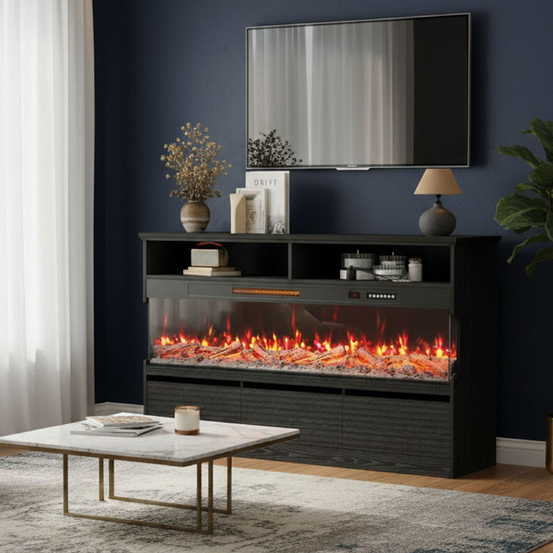 Wood Fireplace Entertainment Center With Fireplace (723793) - Black