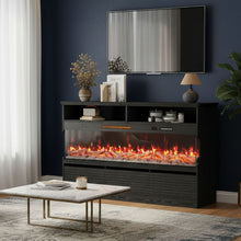 Load image into Gallery viewer, Wood Fireplace Entertainment Center With Fireplace (723793) - Black
