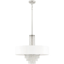 Load image into Gallery viewer, 24" Five Light Dimmable Chandelier With Shades - Nickel / Pearl Silver
