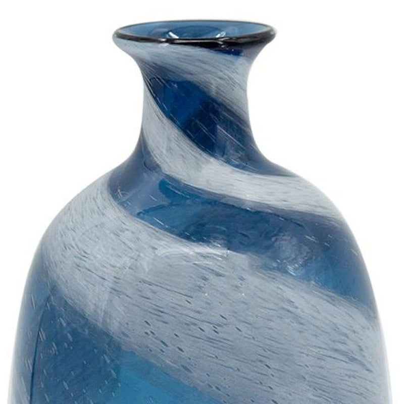 Striped Swirl Art Table Vase (574246) - Blue / White