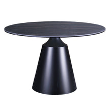 Load image into Gallery viewer, 47" Ceramic And Metal Pedestal Base Round Top Dining Table - Black
