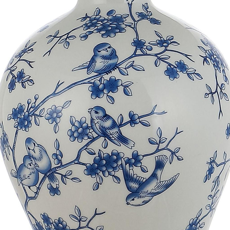 24" Urn Table Lamp With Empire Shade - Blue