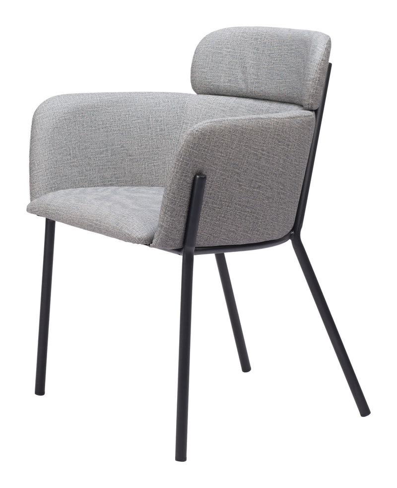 Upholstered Faux Leather Dining Arm Chairs (Set of 2) - Gray