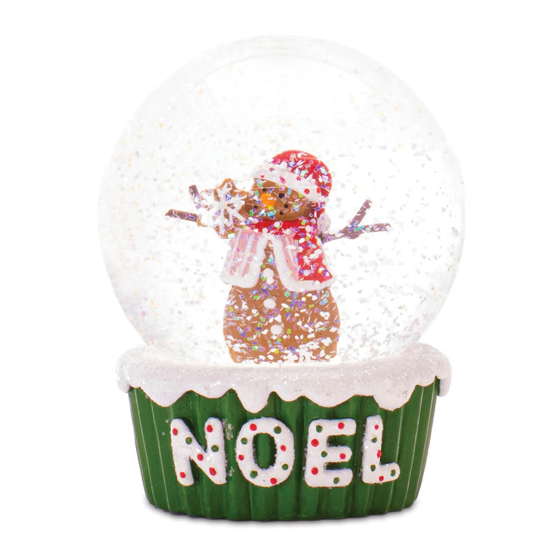 Resin Christmas Snowman Water Globe (Set of 2) - Green Red And White
