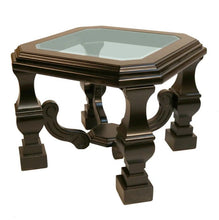 Load image into Gallery viewer, Wood Glass Square End Table - Espresso / Brown / Clear
