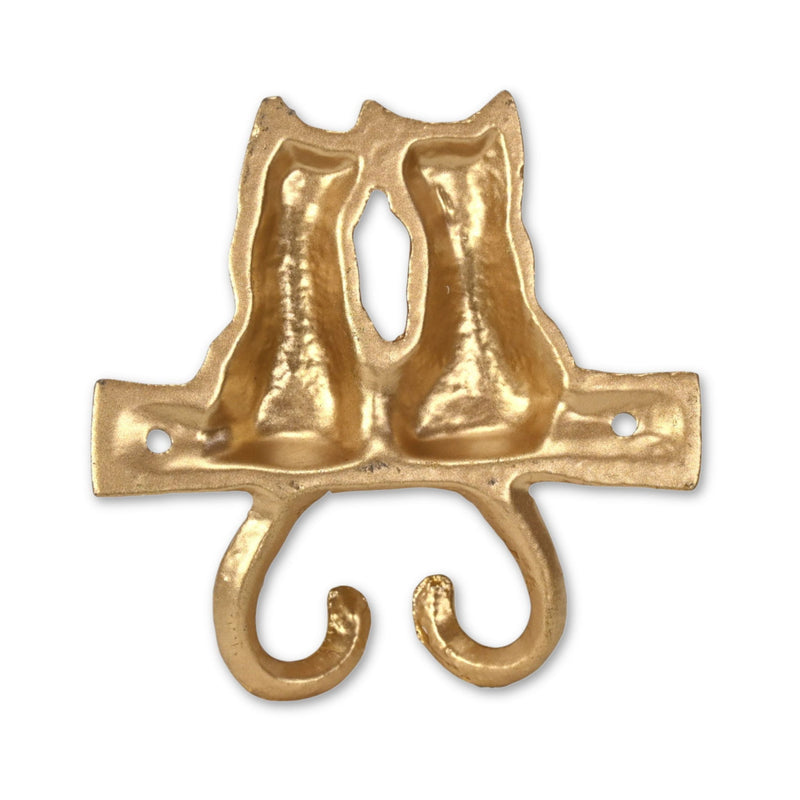 Two Hook 5" Cast Iron Wall Hooks - Gold