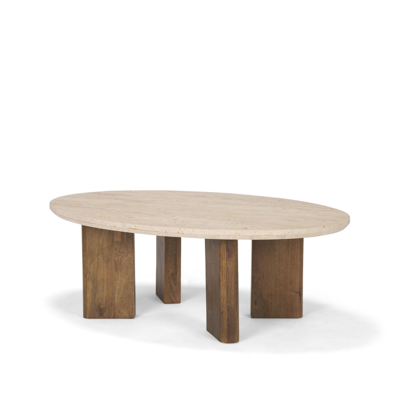 Oval Coffee Table - Beige / Brown / Stone