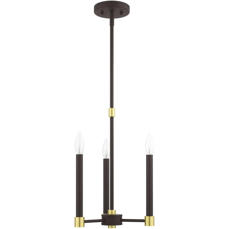 19" Three Light Dimmable Chandelier With Shades - Bronze