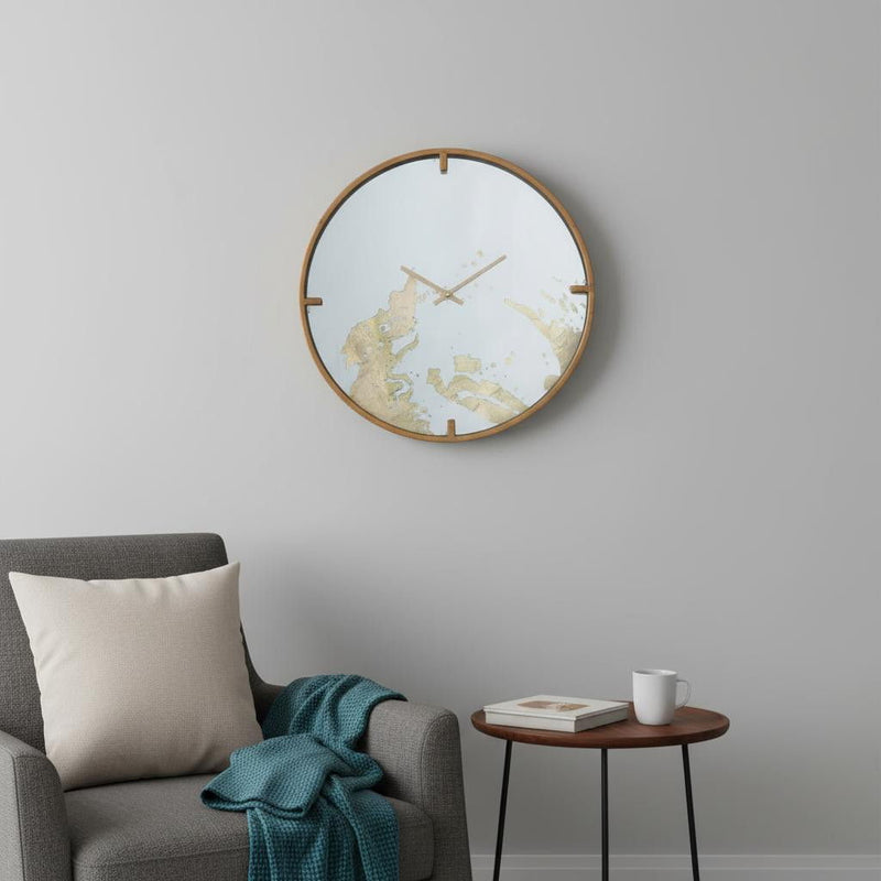 Round Analog Wall Clock - Gold / White
