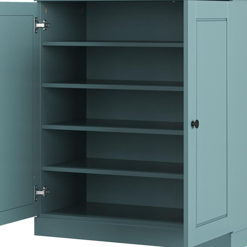 Twenty Pair Solid Woodshoe Storage Cabinet (752364) - Aqua