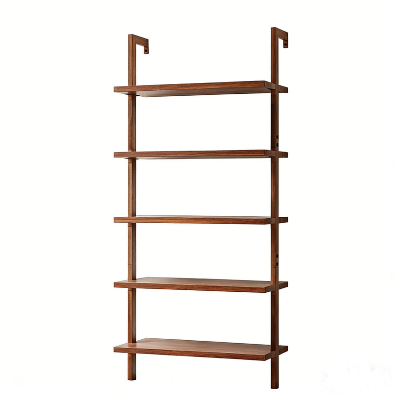 Adjustable Five Tier Etagere Bookcase - Light Brown