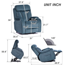 Load image into Gallery viewer, Power Lift Chair Recliner With Remote Control, Electric Reclining Sofa, Fabric Power Recliner For Living Room - Navy Blue
