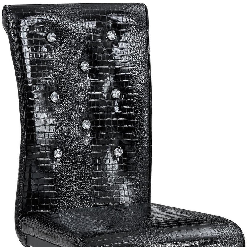 Faux Leather Metal Dining Side Chairs (Set of 2) - Black