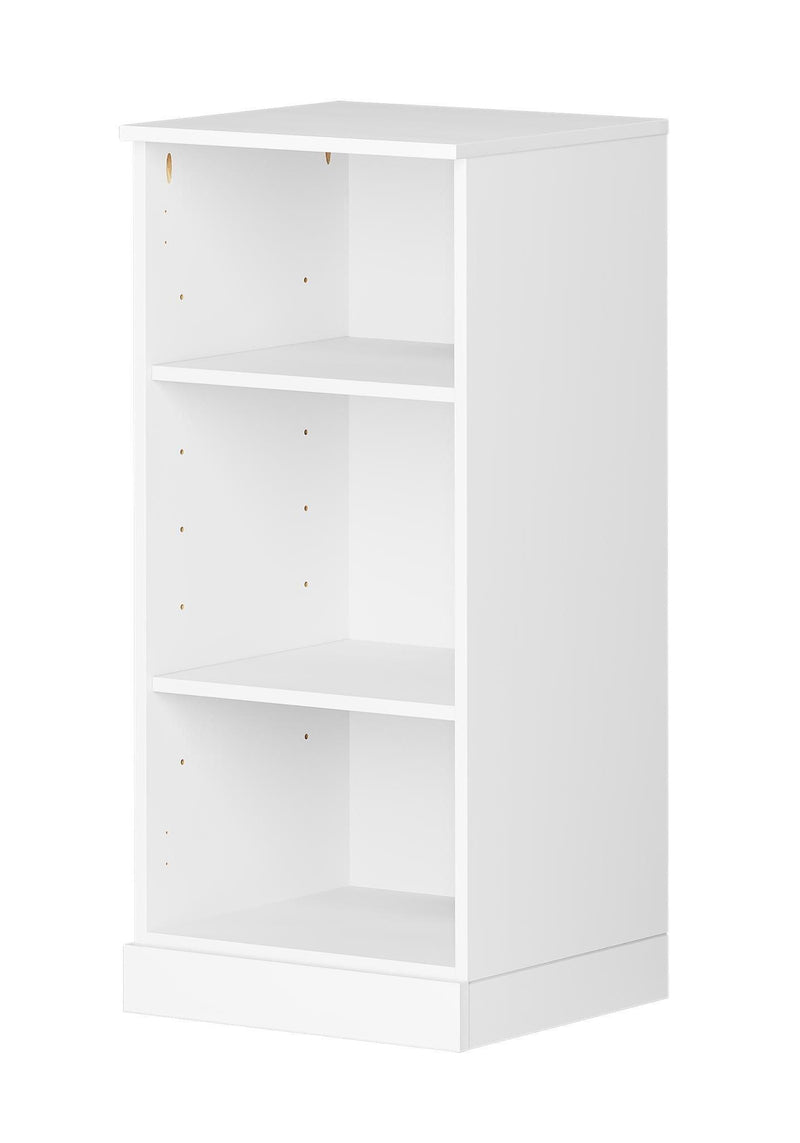 Solid Wood Adjustable Three Tier Library Bookcase - White
