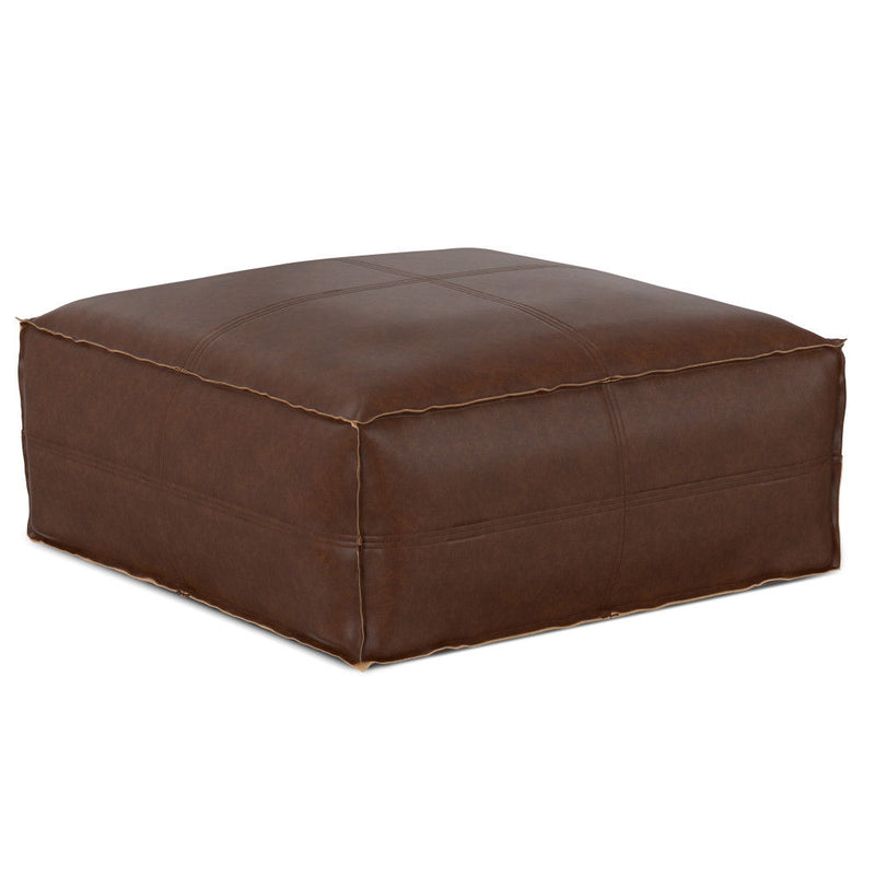 30" Pouf Ottoman Faux Leather - Brown