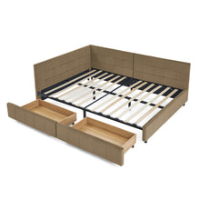 Load image into Gallery viewer, Mid-Century Storage Upholstered Tufted Bed Frame With Backrest And Armrests

