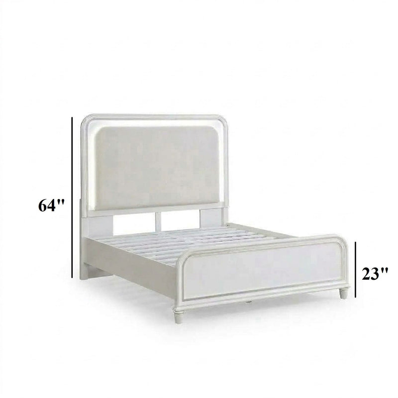 Bed With LED Lights Panel Headboard And Footboard Frame