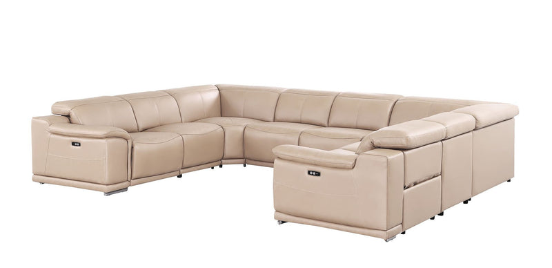 Leather Modular U Shaped Eight Piece Corner Sectional - Beige
